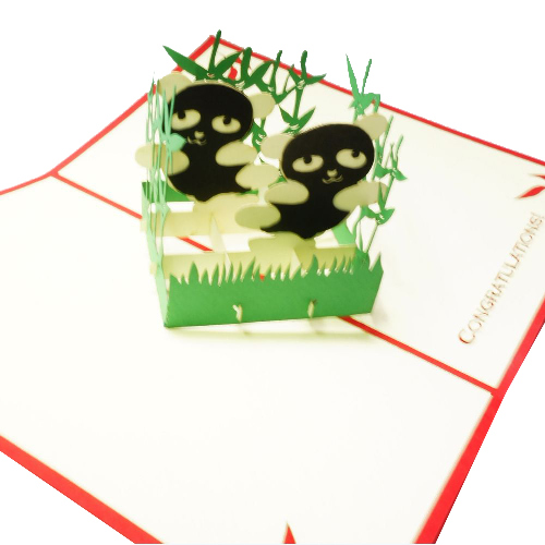 AM01 Buy Wholesale Retail 3d Pop Up Greeting Cards 3d Foldable Customize Birthday Animal Panda Pop Up Card (1)
