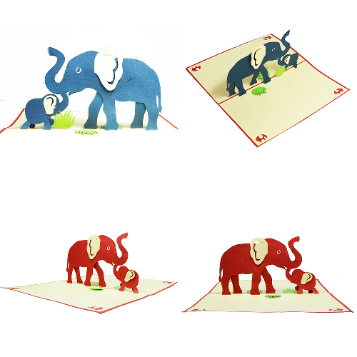 AM05 Buy Wholesale Retail 3d Pop Up Greeting Cards 3d Foldable Customize Birthday Motherdays Animal Elephant Pop Up Card (2)