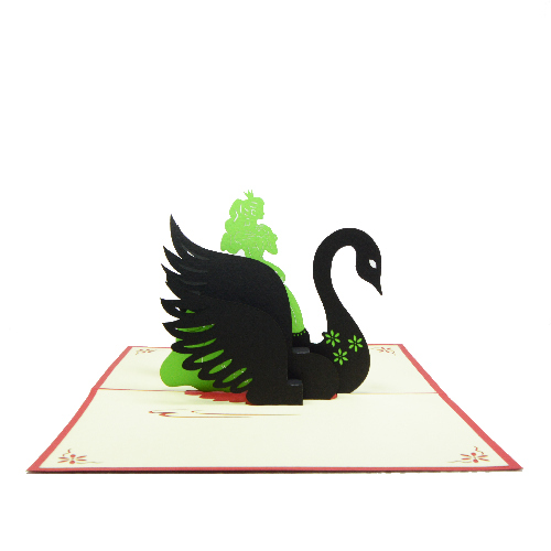 AM06 Buy Wholesale Retail 3d Pop Up Greeting Cards 3d Foldable Customize Birthday Animal Black Swan Pop Up Card (1)