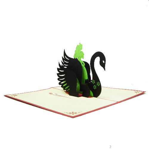 AM06 Buy Wholesale Retail 3d Pop Up Greeting Cards 3d Foldable Customize Birthday Animal Black Swan Pop Up Card (2)
