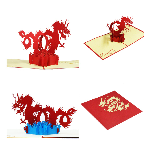 AM09 Buy Wholesale Retail 3d Pop Up Greeting Cards 3d Foldable Customize Birthday Animal Red Blue Dragon Pop Up Card (7)