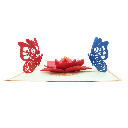 AM12 Buy Wholesale Retail 3d Pop Up Greeting Cards 3d Foldable Customize Birthday Animal Buterflies on Rose Pop Up Card (4)