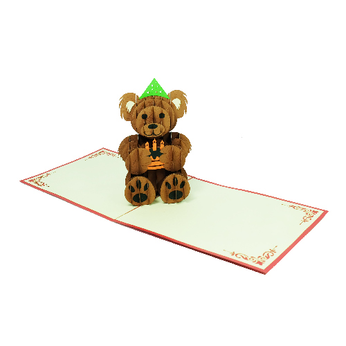 AM20 Buy Wholesale Retail 3d Pop Up Greeting Cards 3d Foldable Customize Birthday Animal Teddy Bear Pop Up Card (3)