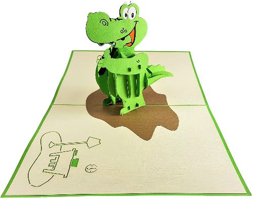 AM23 Buy Wholesale Retail 3d Pop Up Greeting Cards 3d Foldable Customize Animal Crocodile Back to school Pop Up Card (2)