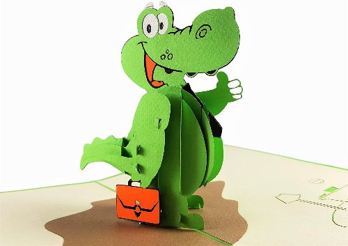 AM23 Buy Wholesale Retail 3d Pop Up Greeting Cards 3d Foldable Customize Animal Crocodile Back to school Pop Up Card (7)
