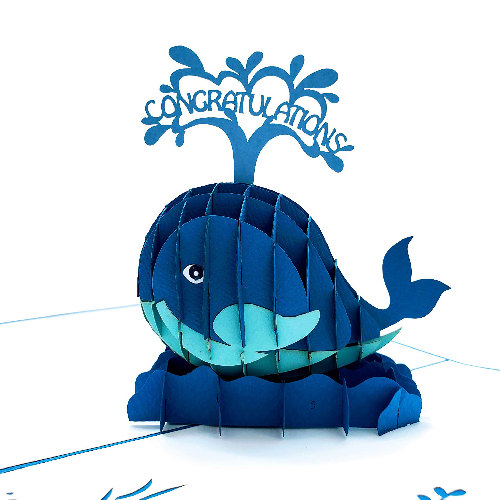 AM29 Buy Wholesale Retail 3d Pop Up Greeting Cards 3d Foldable Customize Animal Whale Congratulation Pop Up Card (4)