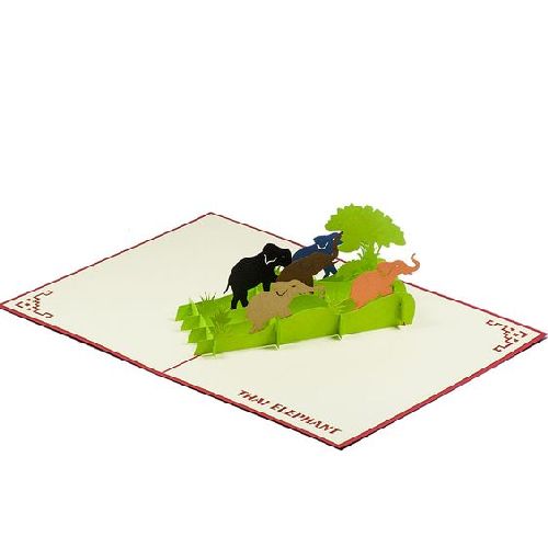 AM31 Buy Wholesale Retail 3d Pop Up Greeting Cards 3d Foldable Customize Animal Thai Elephants Pop Up Card