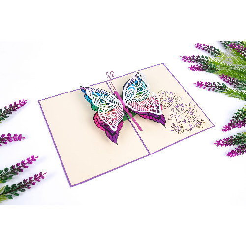 AM32 Buy Wholesale Retail 3d Pop Up Greeting Cards 3d Foldable Customize Animal Butterfly Pop Up Card (5)