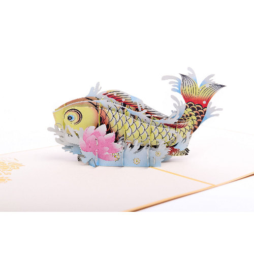 AM33 Buy Wholesale Retail 3d Pop Up Greeting Cards 3d Foldable Customize Animal Koifish Lucky Pop Up Card (1)