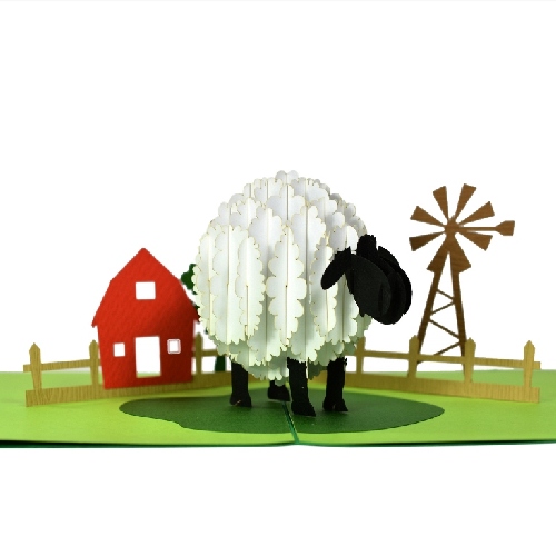 AM35 Buy Wholesale Retail 3d Pop Up Greeting Cards 3d Foldable Customize Animal Sheep Pop Up Card (3)
