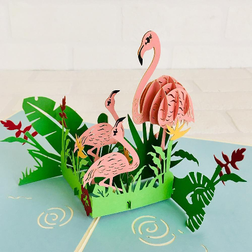 AM36 Buy Wholesale Retail 3d Pop Up Greeting Cards 3d Foldable Customize Birthday Animal Falmingo Pop Up Card (2)