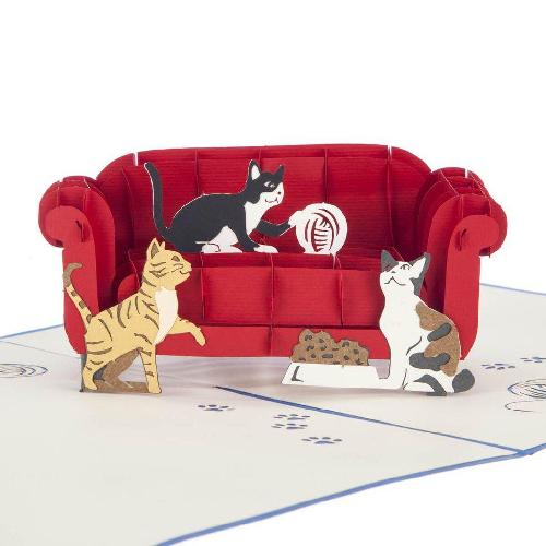 AM39 Buy Wholesale Retail 3d Pop Up Greeting Cards 3d Foldable Customize Birthday Animal Cat On Sofa Pop Up Card (4)