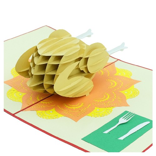 AM42 Buy Wholesale Retail 3d Pop Up Greeting Cards 3d Foldable Customize Animal Roastery Pop Up Card Thanksgiving (4)