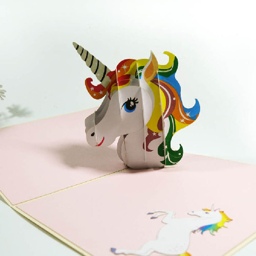 AM43 Buy Wholesale Retail 3d Pop Up Greeting Cards 3d Foldable Customize Animal Unicorn Pop Up Card (3)