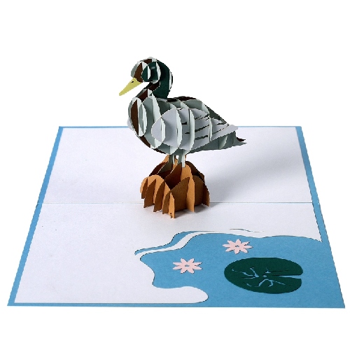 AM47 Buy Wholesale Retail 3d Pop Up Greeting Cards 3d Foldable Customize Animal Duck Wild Goose Pop Up Card (3)