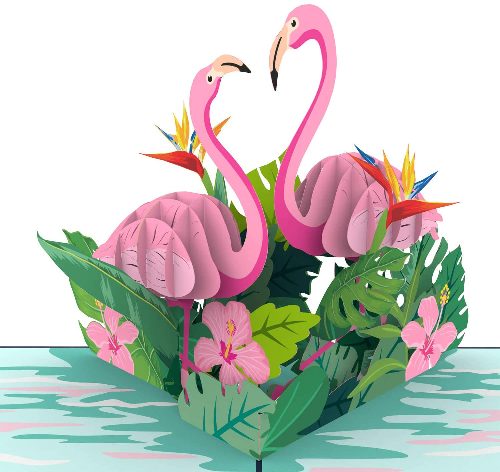 AM48 Buy Wholesale Retail 3d Pop Up Greeting Cards 3d Foldable Customize Animal Flamingo Party Pop Up Card (1)