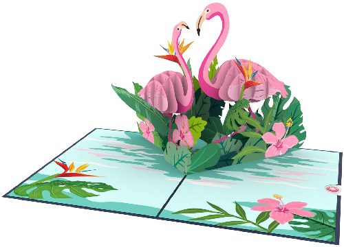 AM48 Buy Wholesale Retail 3d Pop Up Greeting Cards 3d Foldable Customize Animal Flamingo Party Pop Up Card (4)