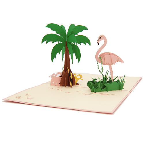 AM49 Buy Wholesale Retail 3d Pop Up Greeting Cards 3d Foldable Customize Animal Flamingo Holiday Pop Up Card (2)