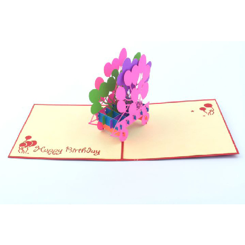BD16 Buy Wholesale Retail 3d Pop Up Greeting Cards 3d Foldable Customize Birthday Ballons Cart Pop Up Card (3)