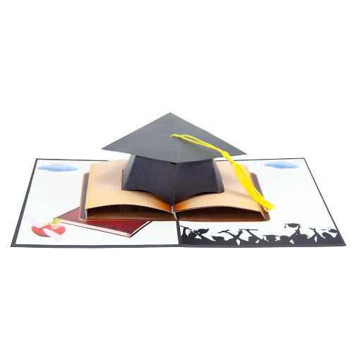 CG04 Buy Custom 3d Pop Up Greeting Cards Congratulations day 3d Foldable Personalized Graduation Hat Pop Up Card (1)
