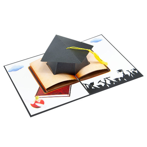 CG04 Buy Custom 3d Pop Up Greeting Cards Congratulations day 3d Foldable Personalized Graduation Hat Pop Up Card (3)