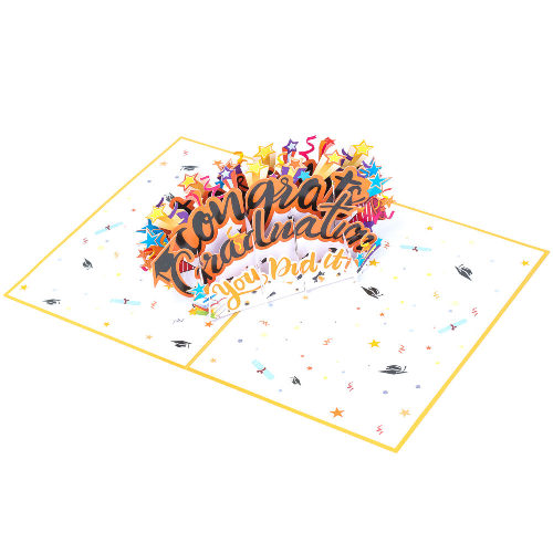 CG05 Buy Custom 3d Pop Up Greeting Cards Congratulations day 3d Foldable Personalized You Did It Pop Up Card (1)
