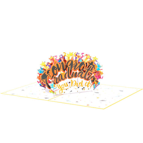 CG05 Buy Custom 3d Pop Up Greeting Cards Congratulations day 3d Foldable Personalized You Did It Pop Up Card (4)