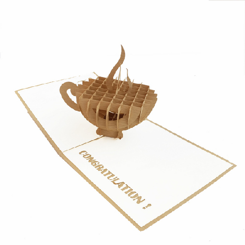 CG12 Buy 3d Pop Up Greeting Cards Congratulations day 3d FoldablePop Up Card Coffee (4)