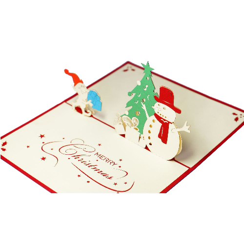 CM04 Buy Wholesale Retail 3d Pop Up Greeting Cards 3d Foldable Customize Christmas Pop Up Card Snowman (2)