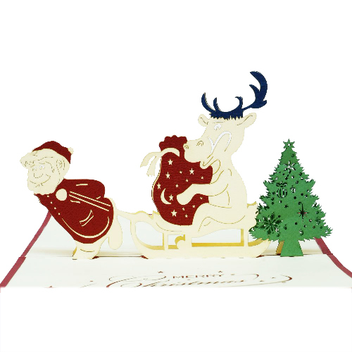 CM10 Buy Wholesale Retail 3d Pop Up Greeting Cards 3d Foldable Customize Christmas Pop Up Card Santa & Reindeers (3)