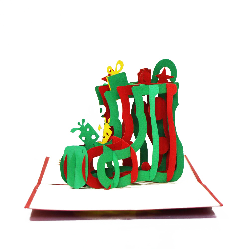 CM18 Buy Wholesale Retail 3d Pop Up Greeting Cards 3d Foldable Customize Christmas Pop Up Card Santa Sock Noel (4)