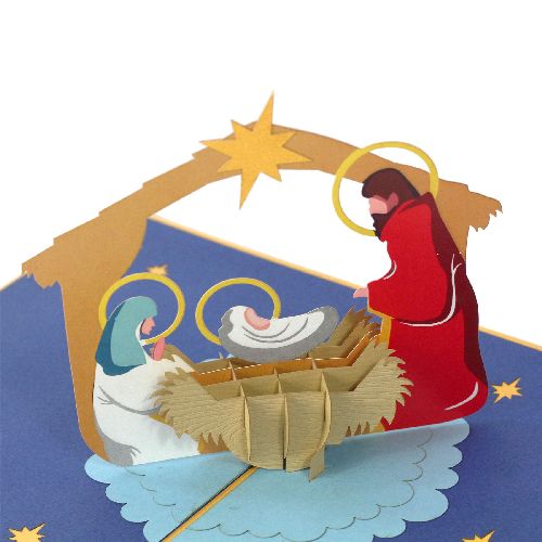 CM27 Buy Wholesale Retail 3d Pop Up Greeting Cards 3d Foldable Customize Christmas Pop Up Card Birth of Jesus Noel (2)
