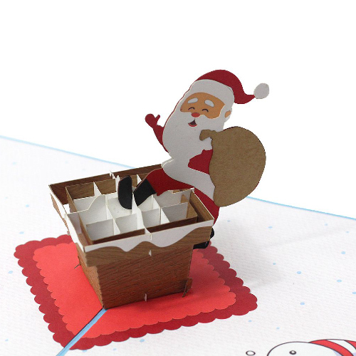 CM34 Buy Wholesale Retail 3d Pop Up Greeting Cards 3d Foldable Customize Christmas Pop Up Card Santa Stuck in Chimney Noel (2)