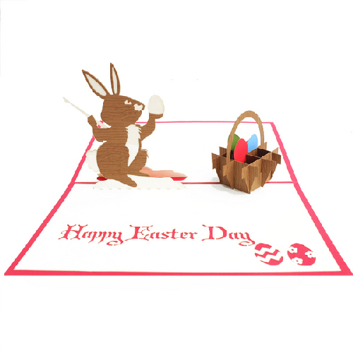 EAT01 Buy Wholesale Retail 3d Pop Up Greeting Cards 3d Foldable Customize Easter Day Pop Up Card Holiday Rabbit (1)