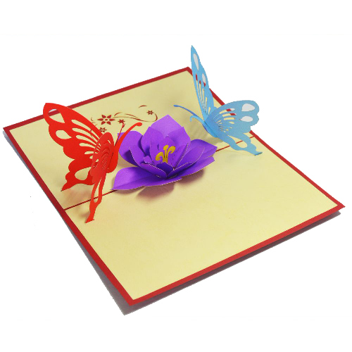 FL01 Buy Custom 3d Pop Up Greeting Cards Thank you 3d Foldable Vanlentine Love Pop Up Card Flower (3)