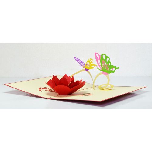 FL02 Buy Custom 3d Pop Up Greeting Cards Thank you 3d Foldable Vanlentine Love Pop Up Card Flower (1)