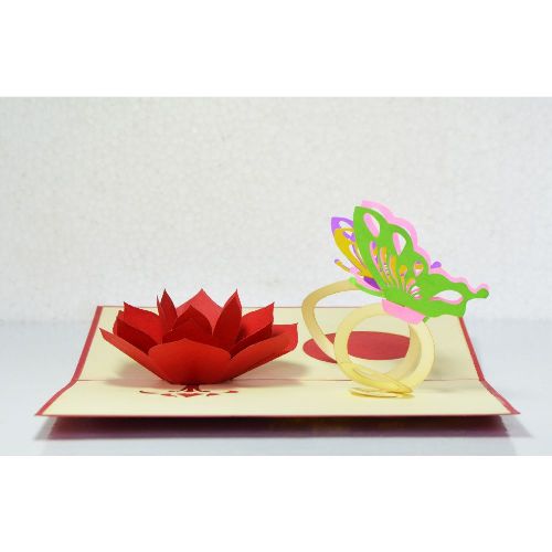 FL02 Buy Custom 3d Pop Up Greeting Cards Thank you 3d Foldable Vanlentine Love Pop Up Card Flower (2)