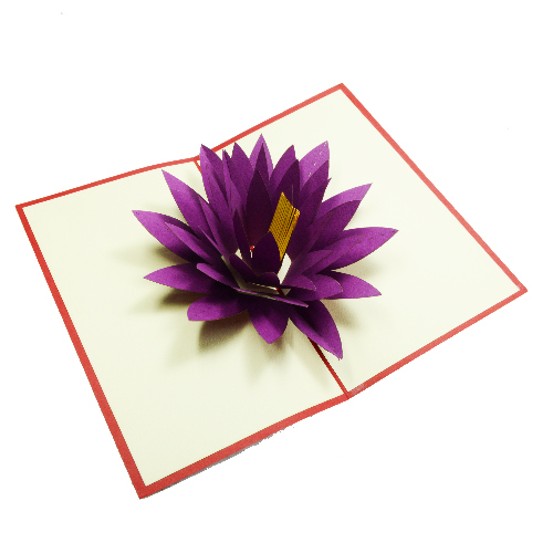 FL07 Buy Custom 3d Pop Up Greeting Cards Thank you 3d Foldable Vanlentine Love Pop Up Card Flower Lotus (11)