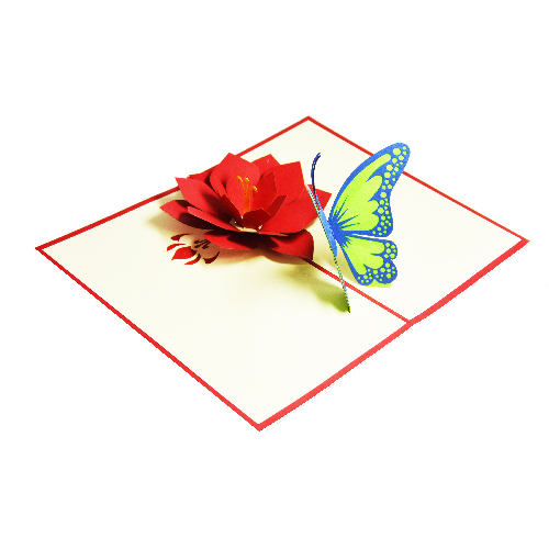 FL10 Buy Custom 3d Pop Up Greeting Cards Thank you 3d Foldable Vanlentine Love Pop Up Card Motherdays Flower Butterflies (6)