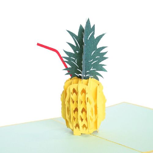 FL24 Buy Custom 3d Pop Up Greeting Cards Thank you 3d Foldable Vanlentine Love Pop Up Card Personalized Holiday Card Pineapple (1)