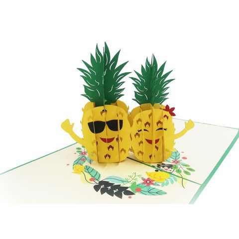 FL25 Buy Custom 3d Pop Up Greeting Cards Thank you 3d Foldable Vanlentine Love Pop Up Card Personalized Holiday Card Pineapple (2)