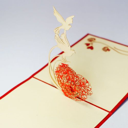 LW11 Buy Custom 3d Pop Up Greeting Cards Love 3d Foldable Personalized Valentine Pop Up Card Wedding Invitation Love Dove (3)