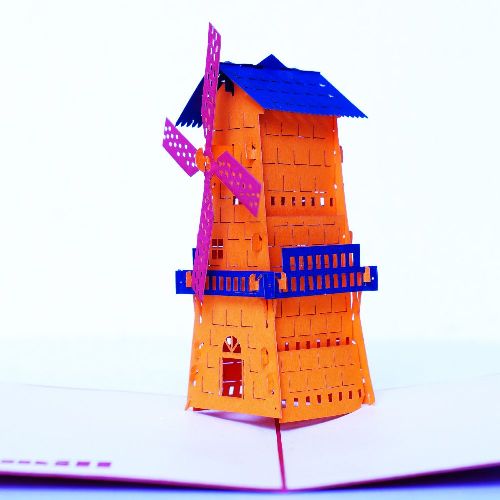 MA01 Buy 3d Pop Up Greeting Cards Mniatures 3d Foldable Pop Up Card Windmill (2)