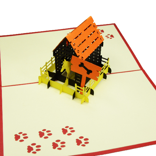 MA20 Buy 3d Pop Up Greeting Cards Mniature 3d Foldable Pop Up Card Dog House (2)