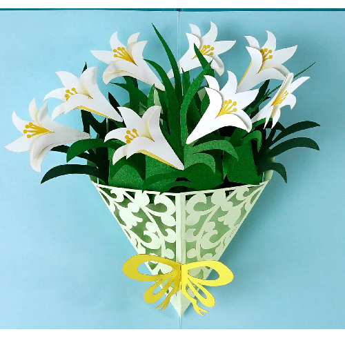 MOT05 Buy 3d Pop Up Greeting Cards Mothersday 3d Foldable Pop Up Card Lily White (2)
