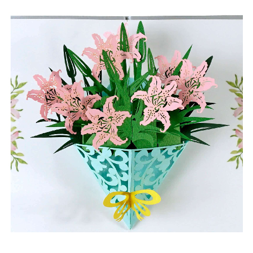 MOT06 Buy 3d Pop Up Greeting Cards Mothersday 3d Foldable Pop Up Card Lily Pink (1)