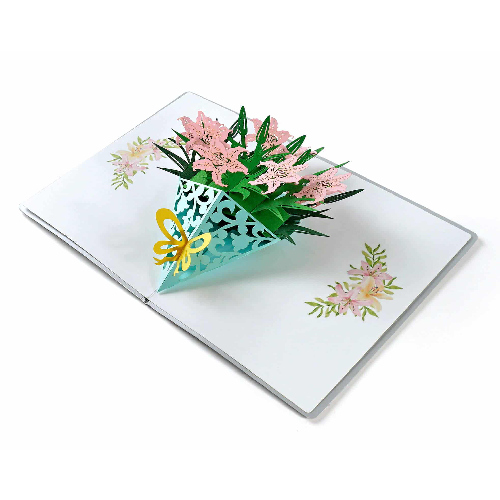 MOT06 Buy 3d Pop Up Greeting Cards Mothersday 3d Foldable Pop Up Card Lily Pink (2)