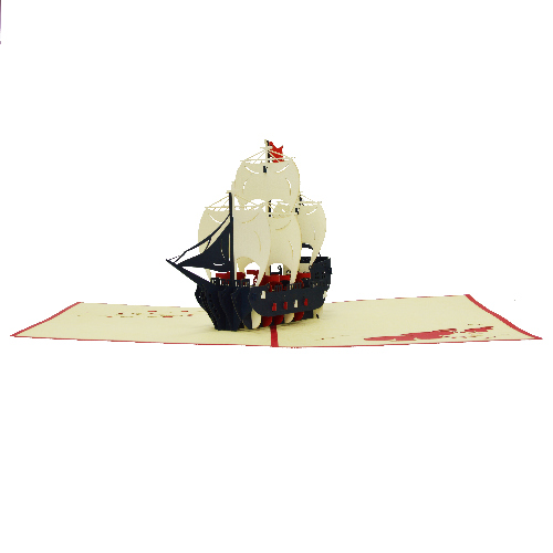 PS27 Buy 3d Pop Up Greeting Cards Travel 3d Foldable Pop Up Ship Card Surprise Birthday Invitation Card (5)
