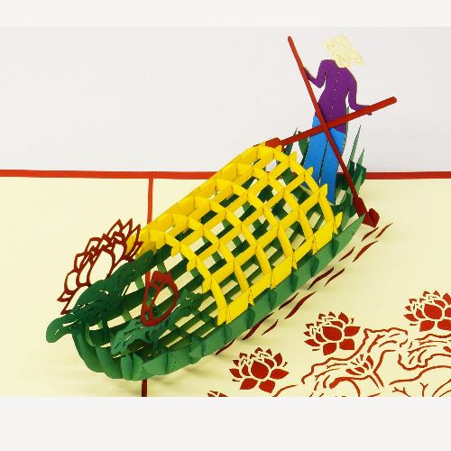 VN12 Buy Custom 3d Pop Up Greeting Cards Vietnam 3d Foldable Pop Up Card Lady on boat (3)