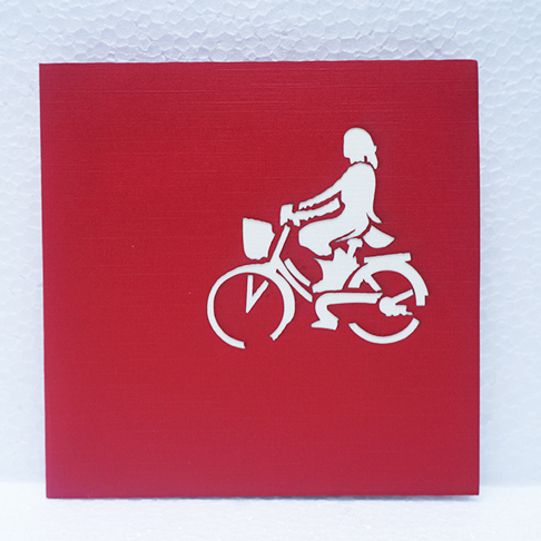 VN14 Buy Custom 3d Pop Up Greeting Cards Vietnam 3d Foldable Pop Up Card Lady on Bicycle (3)
